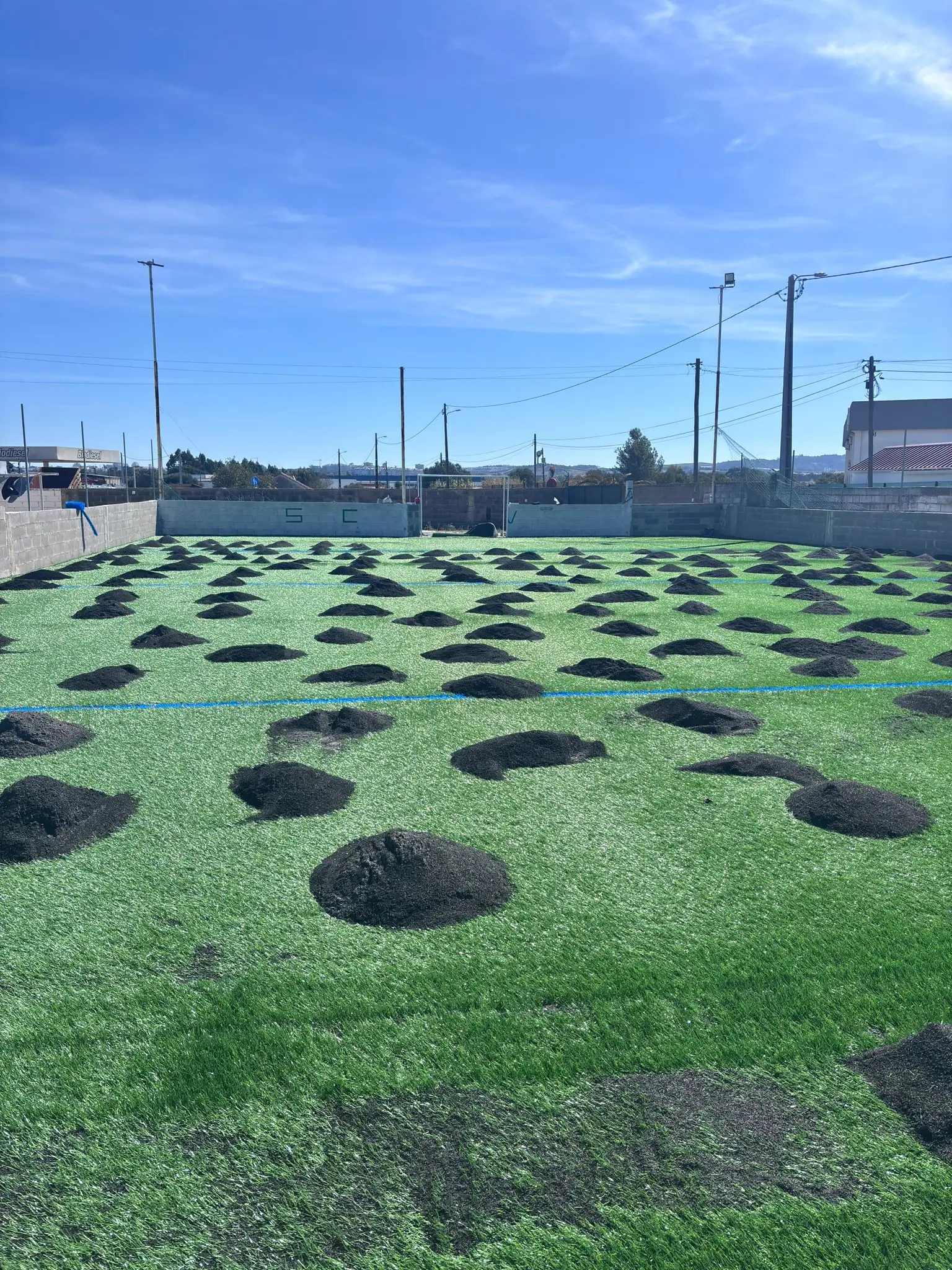 2. Aplicação da Areia e Borracha