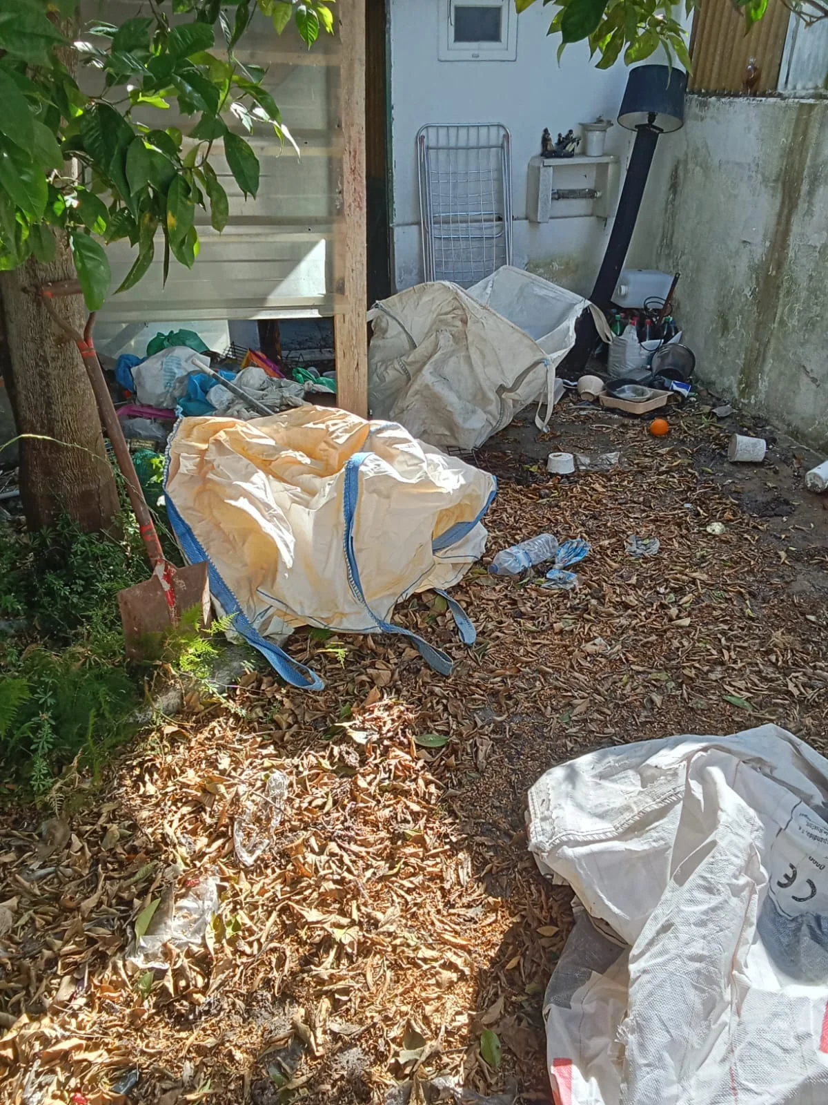 “Terreno com vegetação alta, entulho e resíduos acumulados antes da limpeza realizada pela empresa Zerolixo em Lisboa.